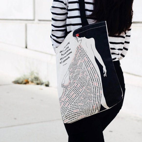 Literary Cotton Canvas Tote Bag Kate Chopin Quote - Picture 3 of 6